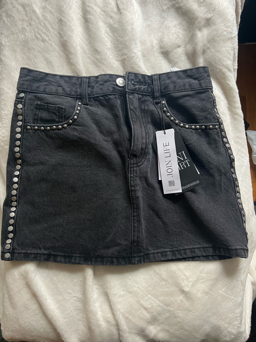 Black Studded Women's Jeans Skirt